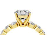 Yellow gold Round Cut Solitaire Moissanite Ring with Pave Band and Four-Prong Setting_4