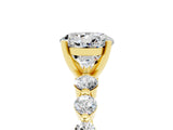 Yellow gold Round Cut Solitaire Moissanite Ring with Pave Band and Four-Prong Setting_5