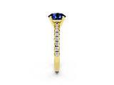Yellow gold Round Cut Solitaire Pave Diamond Engagement Ring with Four-Prong Setting_2