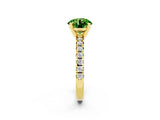 Yellow gold Round Cut Solitaire Pave Diamond Engagement Ring with Four-Prong Setting_2
