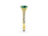 Yellow gold Round Cut Solitaire Pave Diamond Engagement Ring with Four-Prong Setting_2