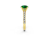 Yellow gold Round Cut Solitaire Pave Diamond Engagement Ring with Four-Prong Setting_2