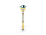 Yellow gold Round Cut Solitaire Pave Diamond Engagement Ring with Four-Prong Setting_2