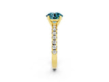 Yellow gold Round Cut Solitaire Pave Diamond Engagement Ring with Four-Prong Setting_2