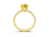 Yellow gold Round Cut Solitaire Pave Diamond Engagement Ring with Four-Prong Setting_3
