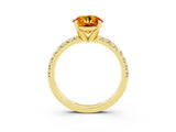 Yellow gold Round Cut Solitaire Pave Diamond Engagement Ring with Four-Prong Setting_3