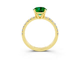 Yellow gold Round Cut Solitaire Pave Diamond Engagement Ring with Four-Prong Setting_3