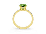 Yellow gold Round Cut Solitaire Pave Diamond Engagement Ring with Four-Prong Setting_3