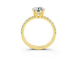 Yellow gold Round Cut Solitaire Pave Diamond Engagement Ring with Four-Prong Setting_3