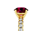 Yellow gold Round Cut Solitaire Pave Diamond Engagement Ring with Four-Prong Setting_5
