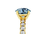 Yellow gold Round Cut Solitaire Pave Diamond Engagement Ring with Four-Prong Setting_5