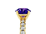 Yellow gold Round Cut Solitaire Pave Diamond Engagement Ring with Four-Prong Setting_5