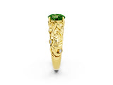 Yellow gold Round Cut Solitaire Peridot Leaf-Inspired Vine Band Ring with Prong Setting_2