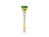 Yellow gold Round Cut Solitaire Peridot Ring with Pave Band and Four-Prong Setting_2