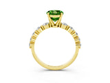 Yellow gold Round Cut Solitaire Peridot Ring with Pave Band and Four-Prong Setting_3