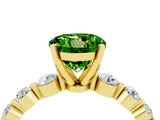 Yellow gold Round Cut Solitaire Peridot Ring with Pave Band and Four-Prong Setting_4