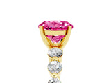 Yellow gold Round Cut Solitaire Pink Sapphire Ring with Pave Band and Four-Prong Setting_29