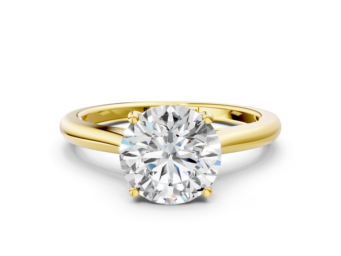 Yellow gold Round Cut Solitaire Ring with Cathedral Band and Four-Prong Setting_86
