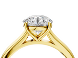 Yellow gold Round Cut Solitaire Ring with Cathedral Band and Four-Prong Setting_90