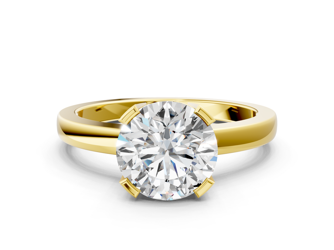 Yellow gold Round Cut Solitaire Ring with Four-Prong Setting and Classic Band_41