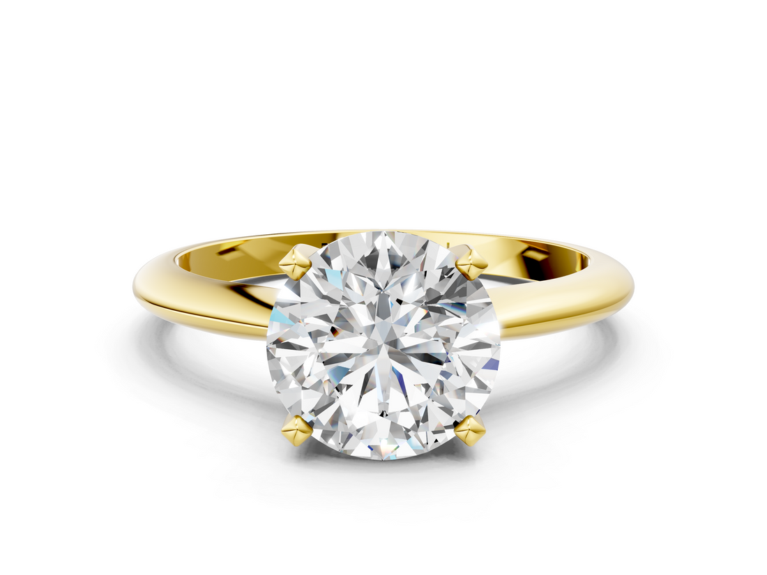 Yellow gold Round Cut Solitaire Ring with Four-Prong Setting on a Classic Band_59