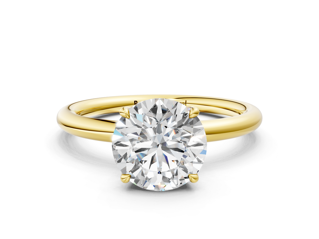 Yellow gold Round Cut Solitaire Ring with Thin Band and Four-Prong Setting_36