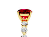 Yellow gold Round Cut Solitaire Ruby Ring with Pave Band and Four-Prong Setting_5