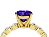 Yellow gold Round Cut Solitaire Tanzanite Ring with Pave Band and Four-Prong Setting_4