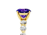 Yellow gold Round Cut Solitaire Tanzanite Ring with Pave Band and Four-Prong Setting_5