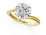 Yellow gold Round Cut Solitaire Twist Band Ring with Four-Prong Setting_34