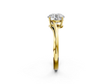 Yellow gold Round Cut Solitaire Twist Band Ring with Four-Prong Setting_35