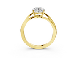 Yellow gold Round Cut Solitaire Twist Band Ring with Four-Prong Setting_36