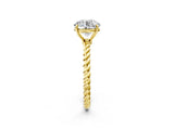 Yellow gold Round Cut Solitaire Twisted Band 4-Prong Ring_17