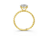 Yellow gold Round Cut Solitaire Twisted Band 4-Prong Ring_18
