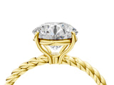 Yellow gold Round Cut Solitaire Twisted Band 4-Prong Ring_19
