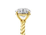 Yellow gold Round Cut Solitaire Twisted Band 4-Prong Ring_20