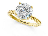 Yellow gold Round Cut Solitaire Twisted Band with Four-Prong Setting_78