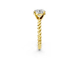 Yellow gold Round Cut Solitaire Twisted Band with Four-Prong Setting_79