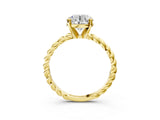 Yellow gold Round Cut Solitaire Twisted Band with Four-Prong Setting_80