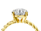 Yellow gold Round Cut Solitaire Twisted Band with Four-Prong Setting_81