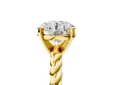 Yellow gold Round Cut Solitaire Twisted Band with Four-Prong Setting_82