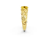 Yellow gold Round Cut Solitaire Yellow Sapphire Leaf-Inspired Vine Band Ring with Prong Setting_26