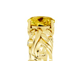 Yellow gold Round Cut Solitaire Yellow Sapphire Leaf-Inspired Vine Band Ring with Prong Setting_29