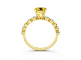 Yellow gold Round Cut Solitaire Yellow Sapphire Ring with Pave Band and Four-Prong Setting_27