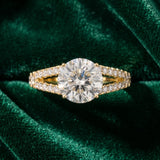 Yellow gold Round Cut Split Shank Pave Diamond Engagement Ring with Four-Prong Setting_15