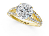 Yellow gold Round Cut Split Shank Pave Diamond Engagement Ring with Four-Prong Setting_32