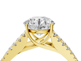 Yellow gold Round Cut Split Shank Pave Diamond Engagement Ring with Four-Prong Setting_35
