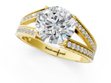 Yellow gold Round Cut Split Shank Pave Diamond Ring with Four-Prong Setting_50