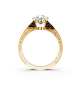 14K Yellow Gold 1.60 Carat F VVS2 Round Cut Split Shank Pave Diamond Ring with Four-Prong Setting