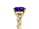 Yellow gold Round Cut Tanzanite Cluster Side Stone Solitaire Ring with Prong Setting_29